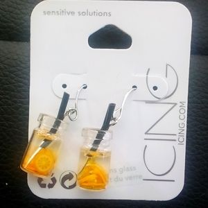 🔴 40%off!!🔴 ICING®Glass orange juice earrings!!! NWT🍊😆